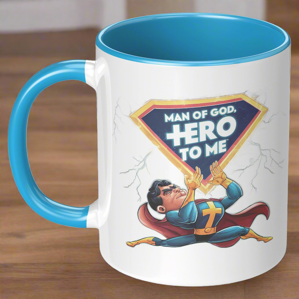 Christian Mug ’Man of God Hero to me’ A Gift for the God-Fearing Hero in Your Life - Mug
