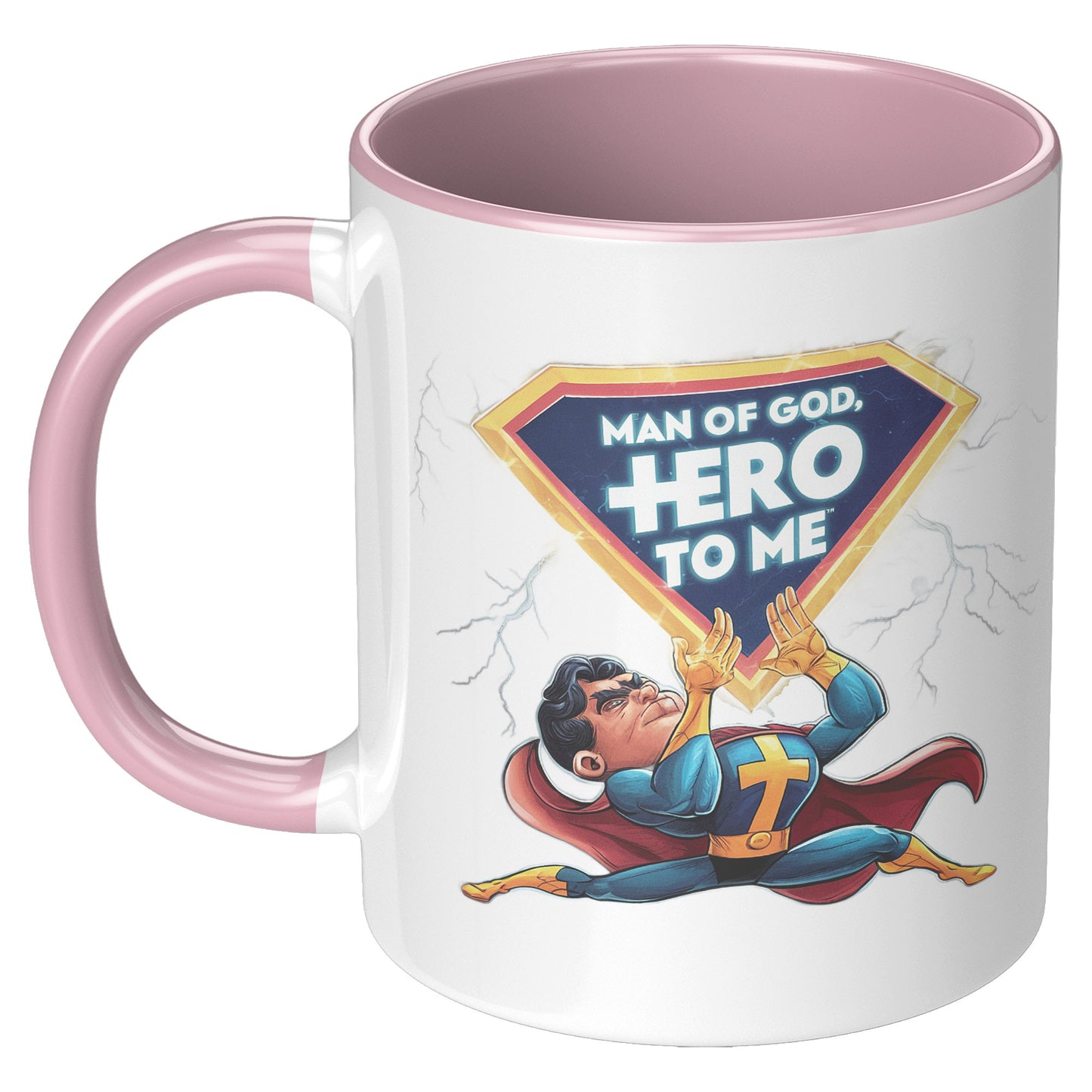 Christian Mug ’Man of God Hero to me’ A Gift for the God-Fearing Hero in Your Life - Pink - Mug