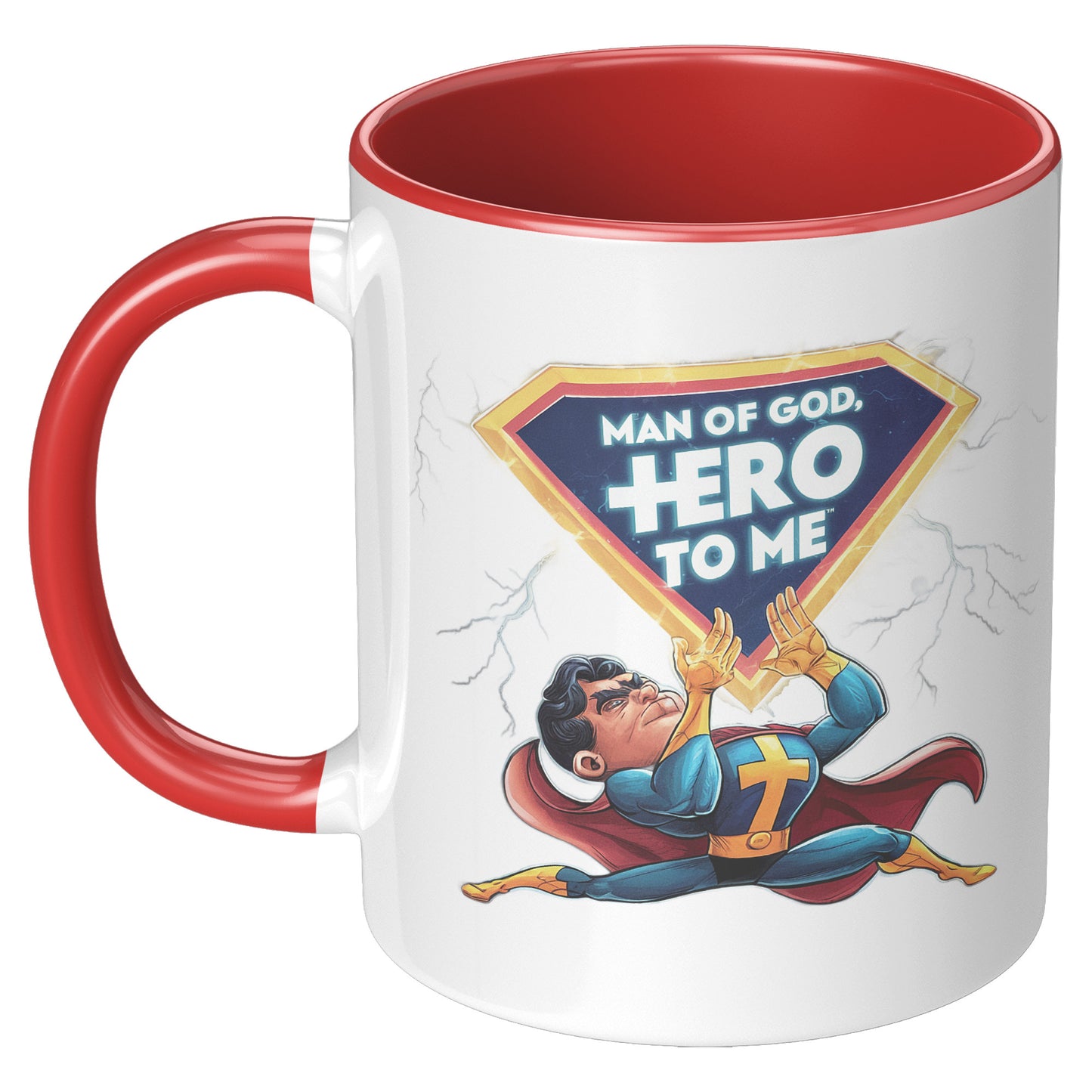 Christian Mug ’Man of God Hero to me’ A Gift for the God-Fearing Hero in Your Life - Red - Mug