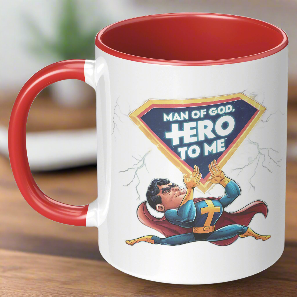 Christian Mug ’Man of God Hero to me’ A Gift for the God-Fearing Hero in Your Life - Mug