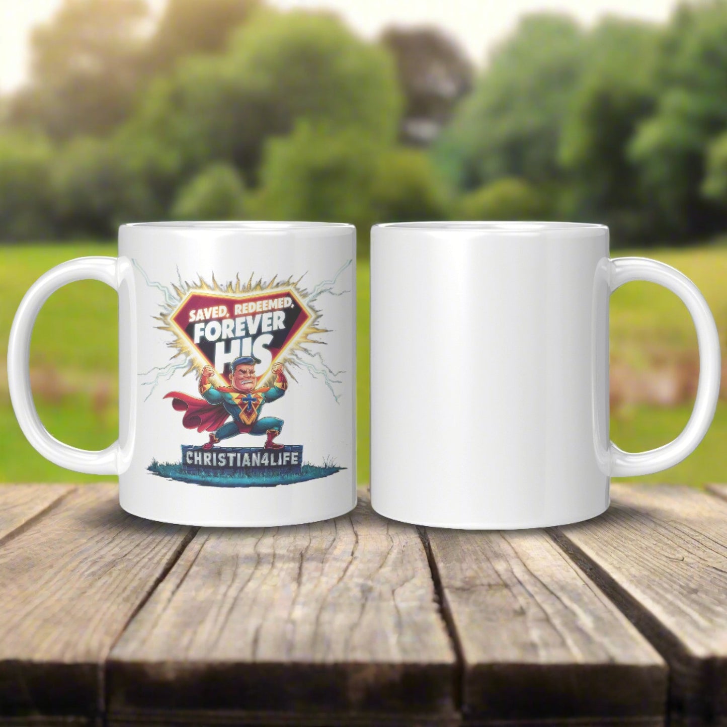 Christian ’Saved Redeemed forever His’ 11oz Mug in a variety of colors Christian Hero Mug - White - Mug
