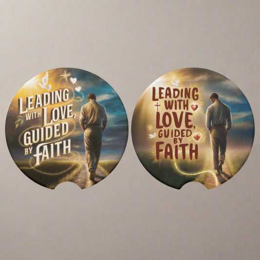 Christian car coasters (set of 2) (Leading with Love Guided by Faith’ - Accessories