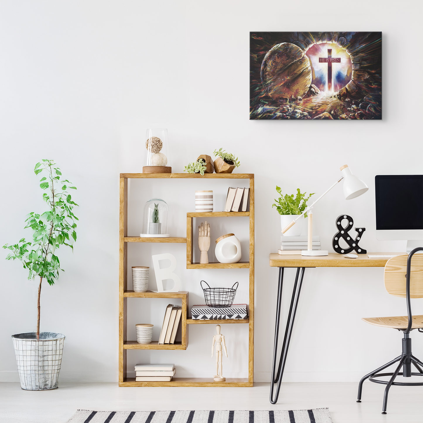 Colorful "He is Risen" Gallery Wrapped Canvas - Jesus Resurrection, Christian Easter Wall Art