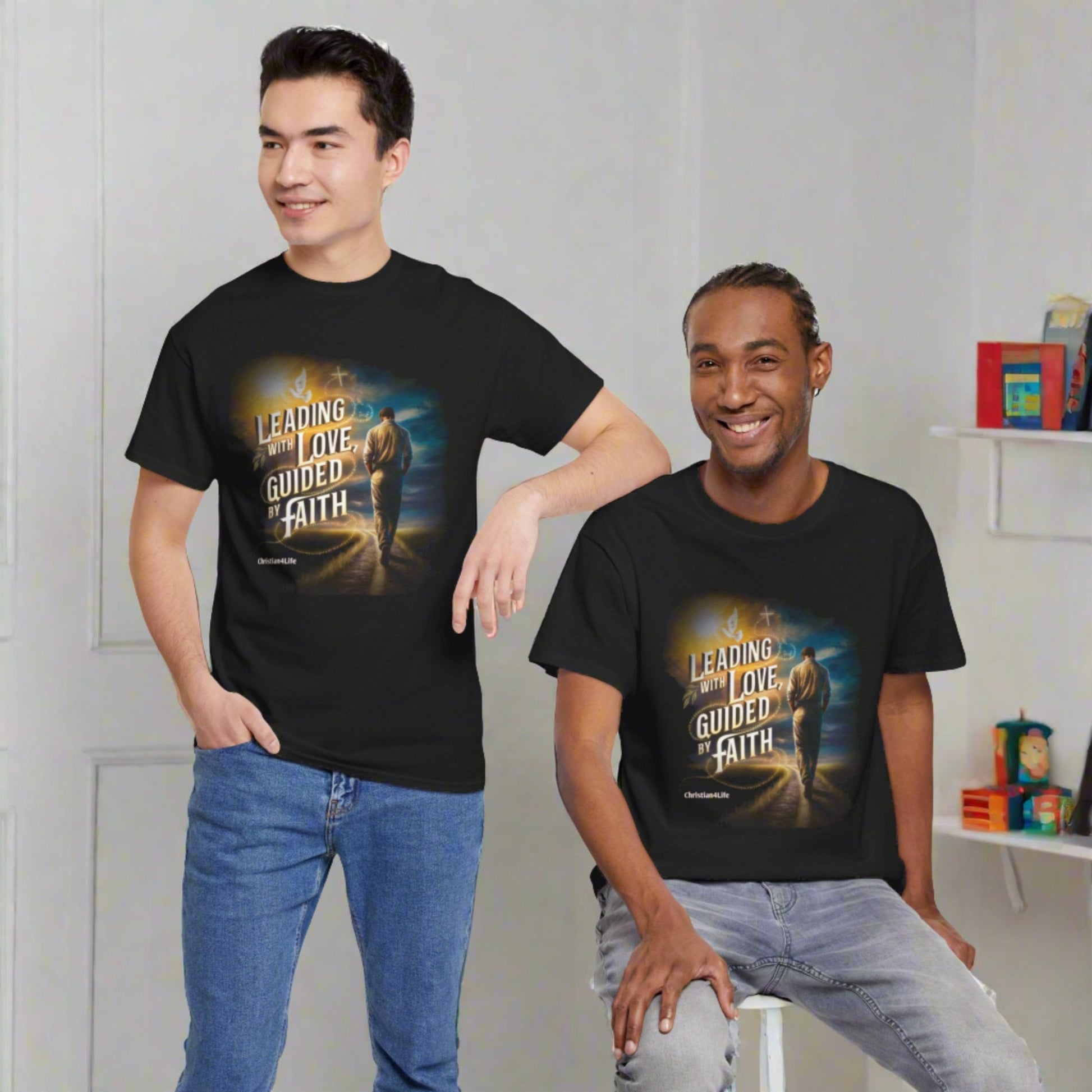 ’Leading with Love Guided by Prayer’ Inspirational Christian Cotton Softstyle T-Shirt - T-Shirt