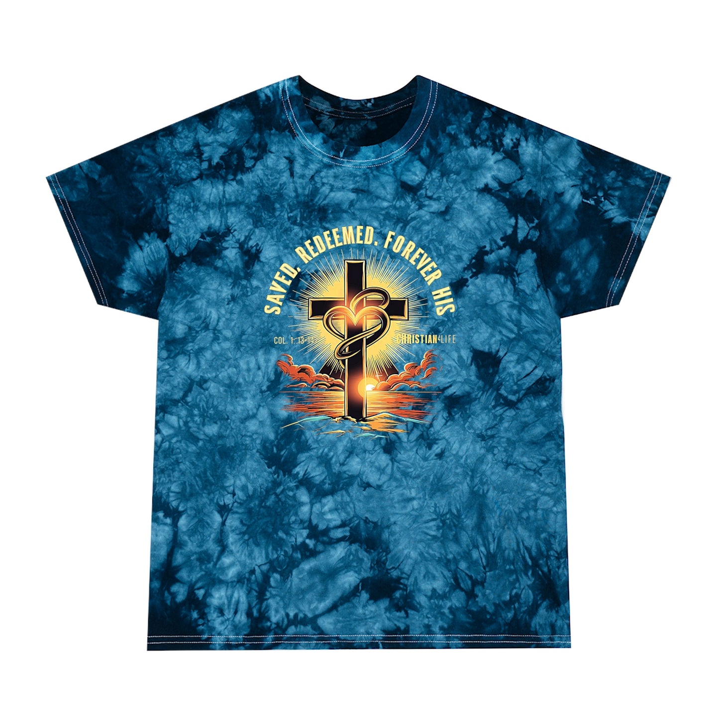 Unisex ’Saved Redeemed Forever His’ Christian Tie-Dye T-shirt - Navy / S - T-Shirt
