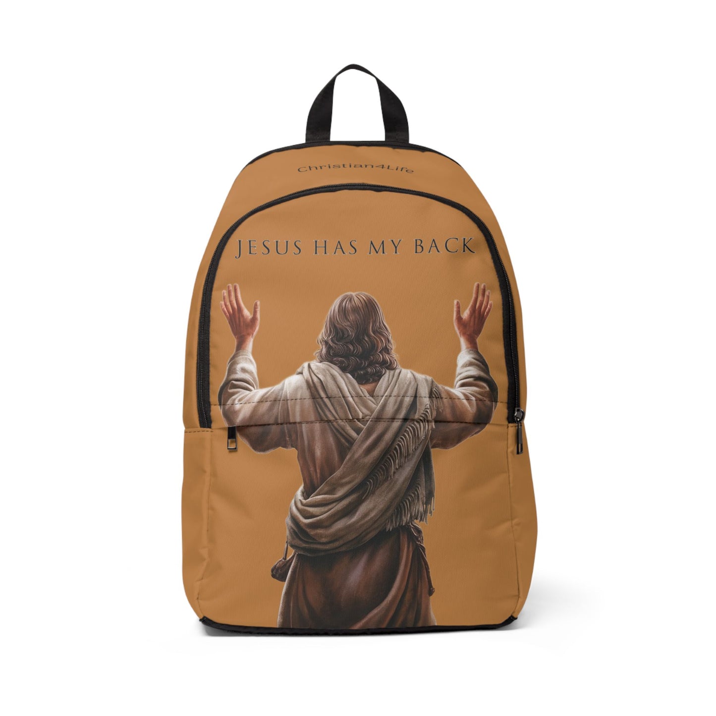 ’Jesus Has My Back’ Graphic design Christian Backpack (light brown) - One size - Bags