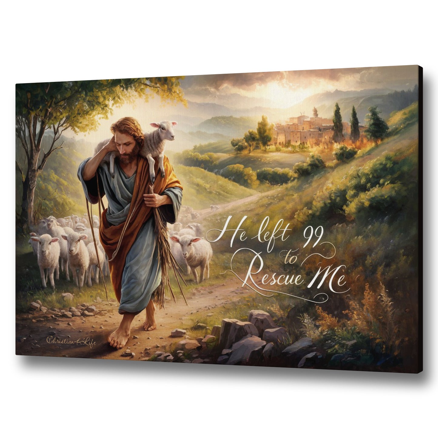 "He Left 99 To Rescue Me" Gallery Wrapped Christian Wall Art Canvas
