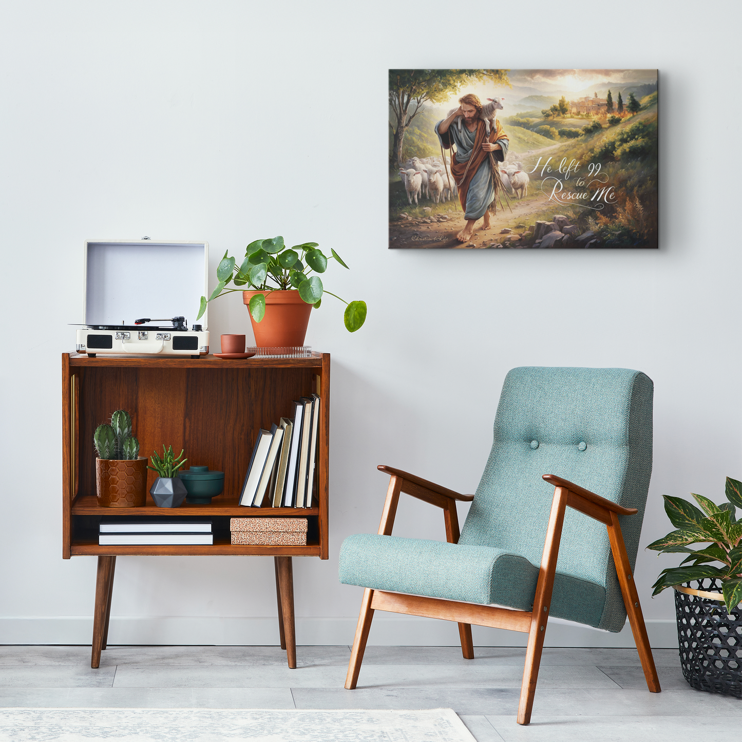 "He Left 99 To Rescue Me" Gallery Wrapped Christian Wall Art Canvas