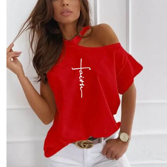Beautiful Faith Cross Christian Print Women's Casual TShirt