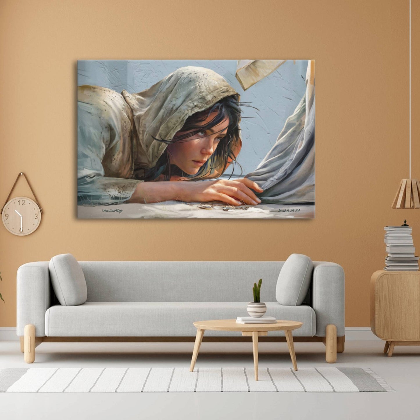 Woman Reaching to Touch the Hem of Jesus' Garment - Extra Large Christian Gallery Wrapped Canvas Art Print