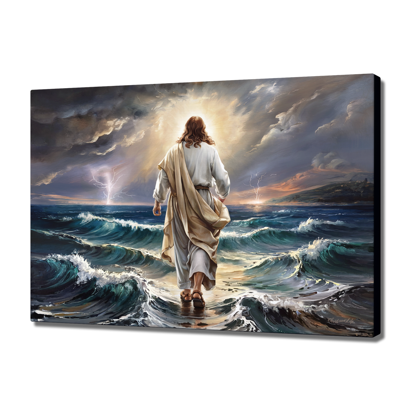Jesus walking on water gallery-wrapped canvas, Christian Wall Art