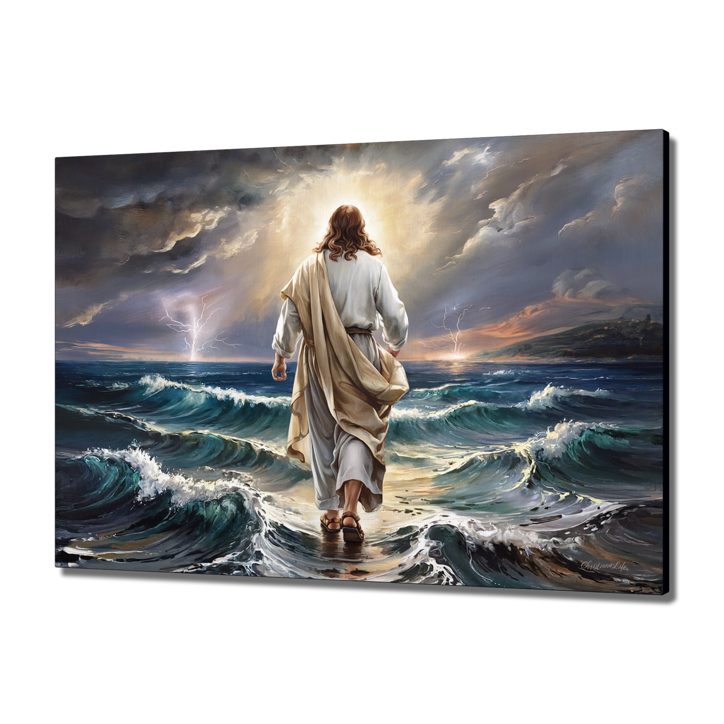 Jesus walking on water gallery-wrapped canvas, Christian Wall Art