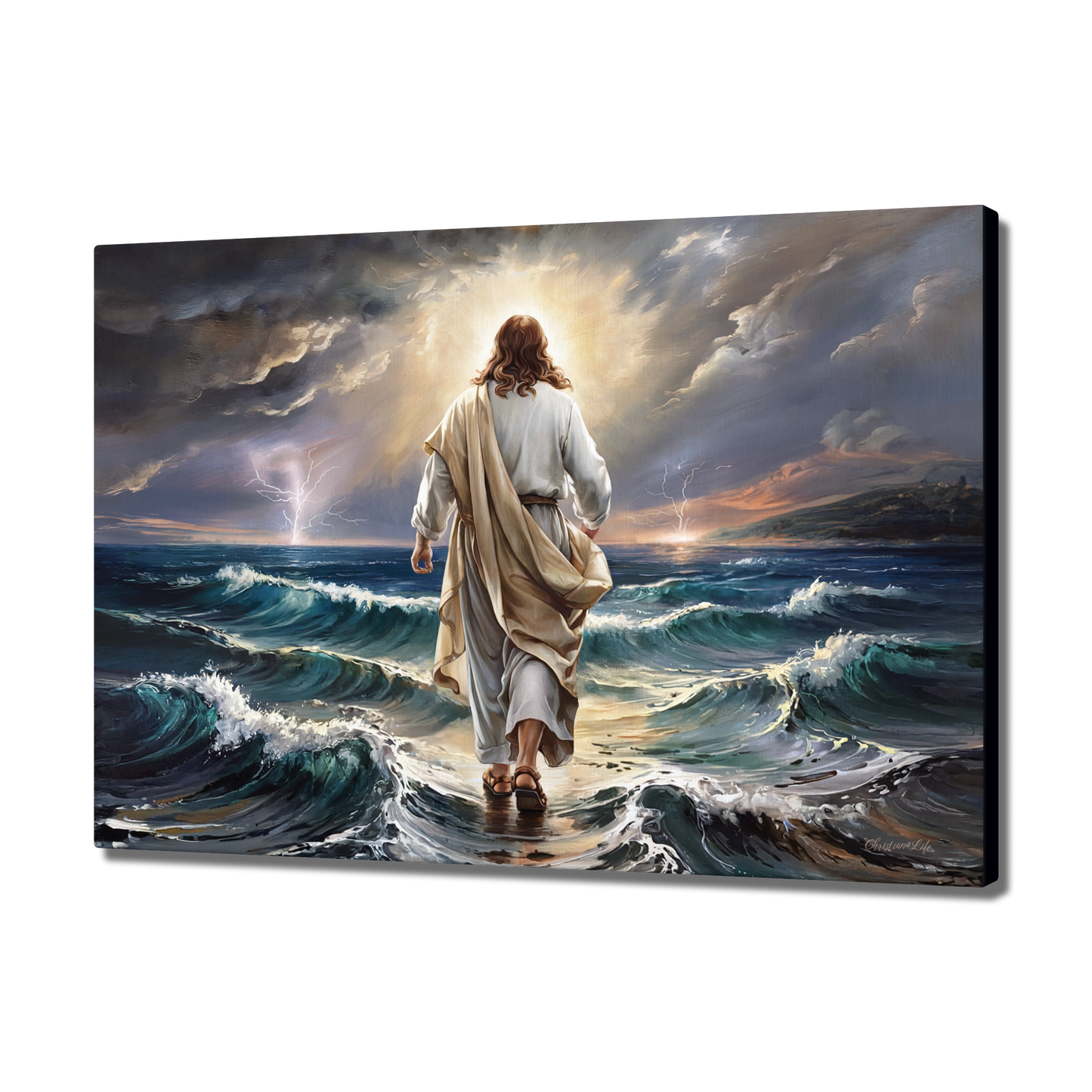 Jesus walking on water gallery-wrapped canvas, Christian Wall Art