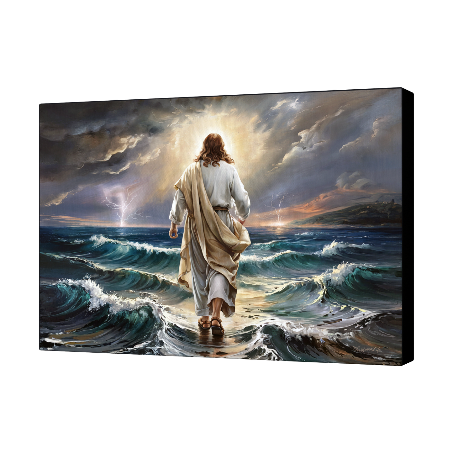 Jesus walking on water gallery-wrapped canvas, Christian Wall Art