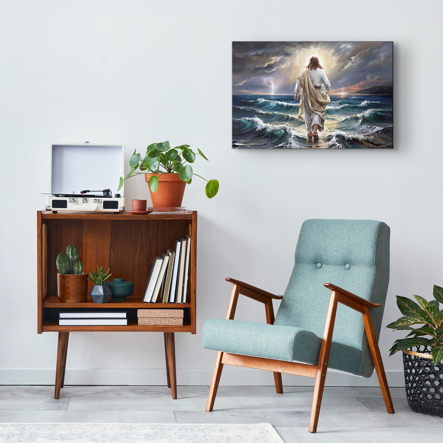 Jesus walking on water gallery-wrapped canvas, Christian Wall Art