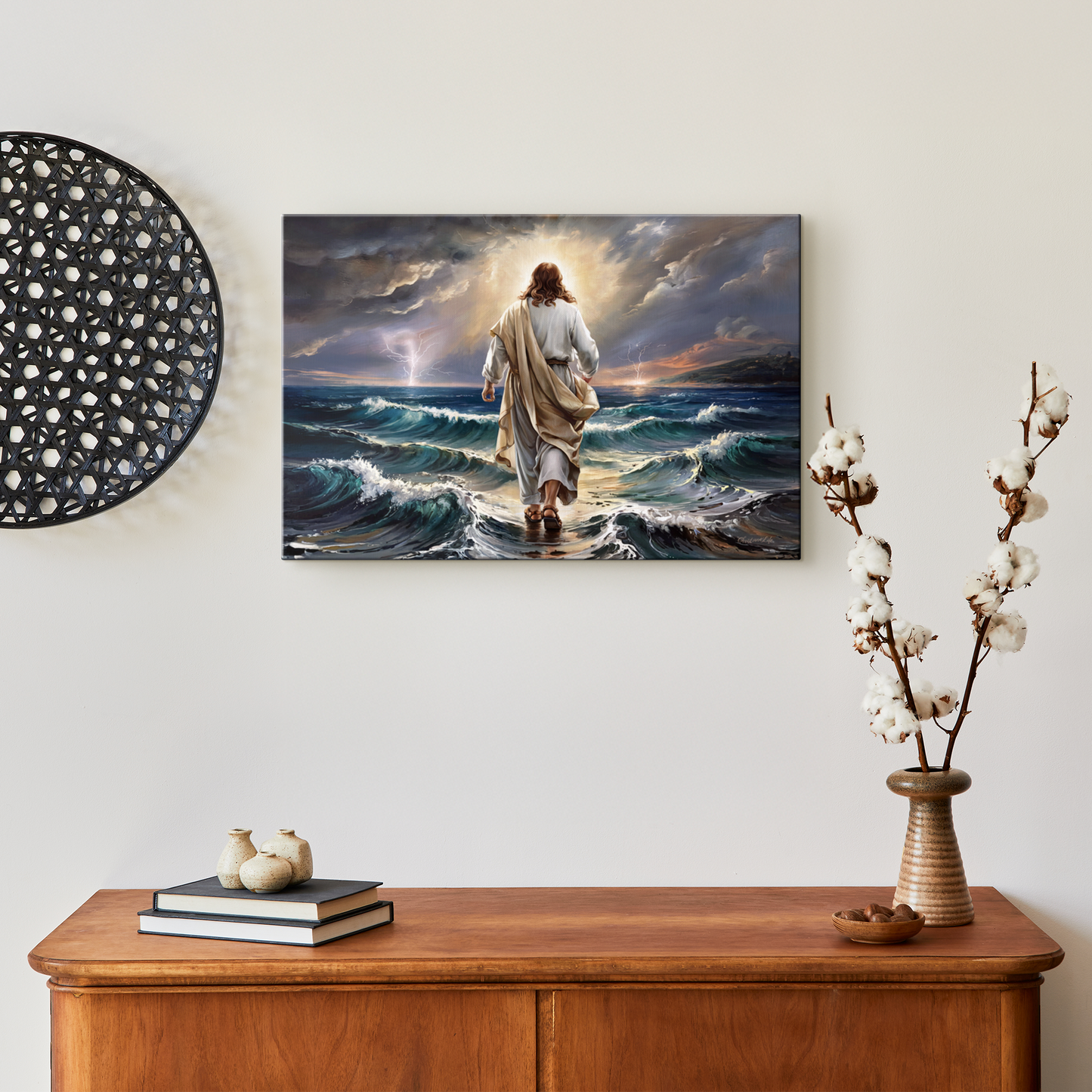 Jesus walking on water gallery-wrapped canvas, Christian Wall Art
