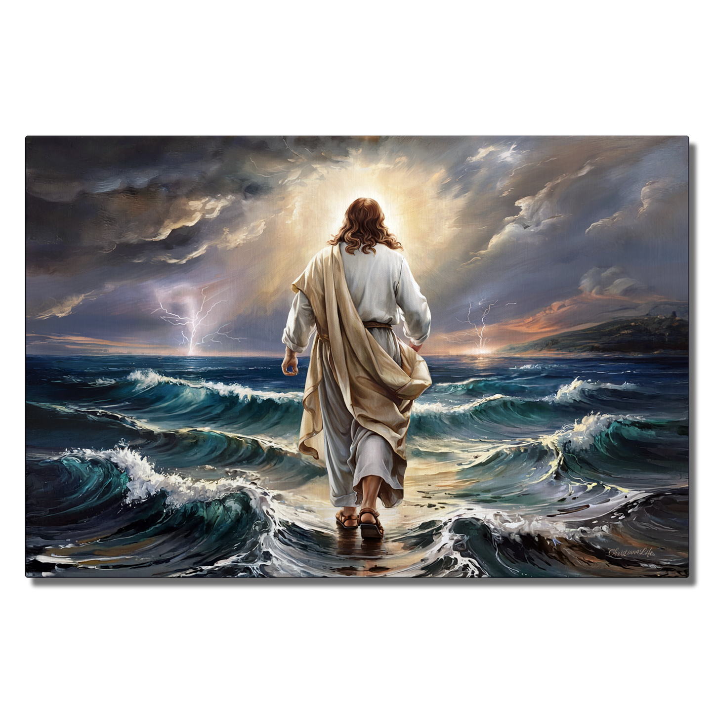 Jesus walking on water gallery-wrapped canvas, Christian Wall Art