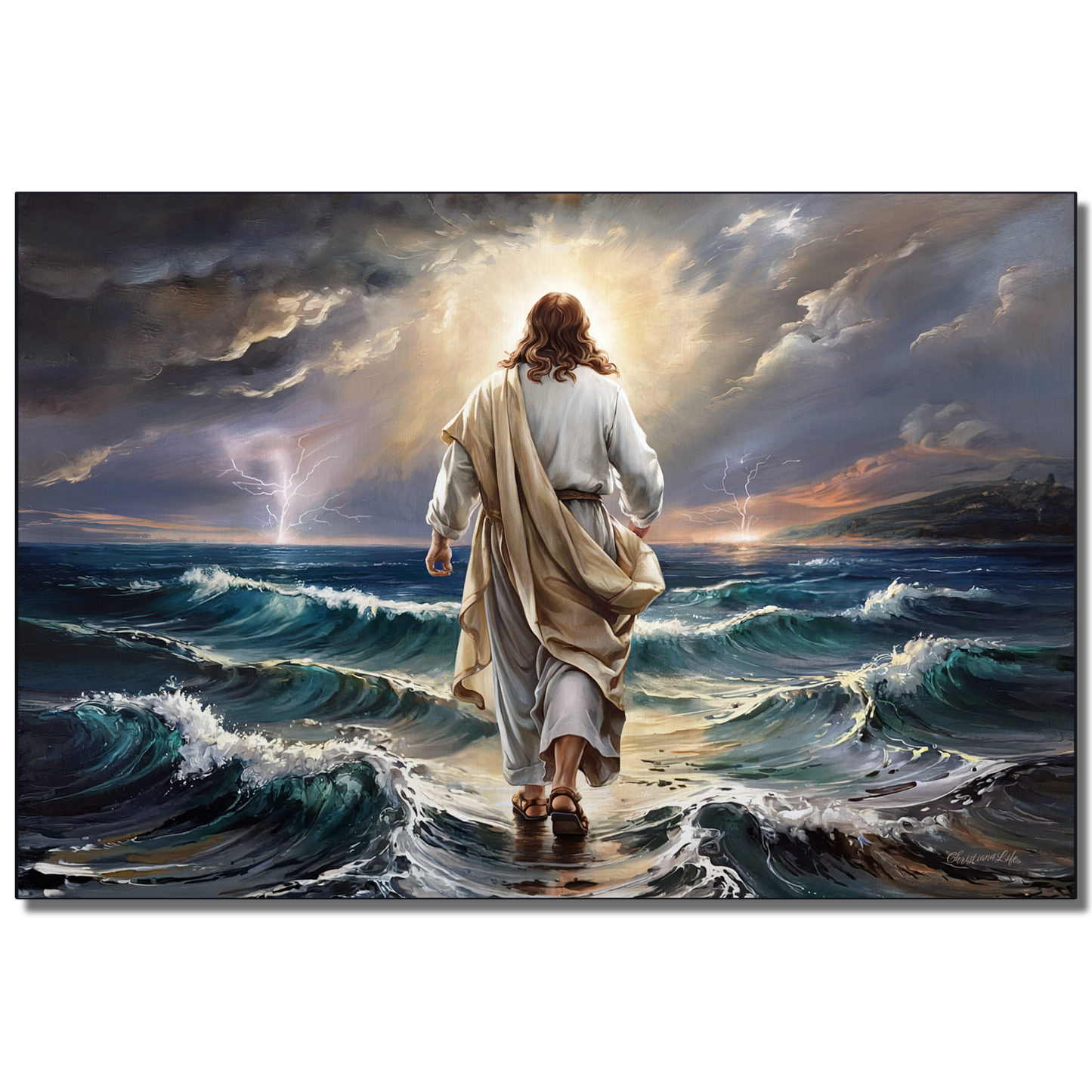 Jesus walking on water gallery-wrapped canvas, Christian Wall Art