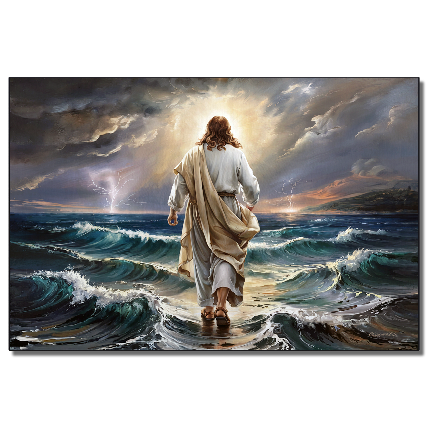 Jesus walking on water gallery-wrapped canvas, Christian Wall Art