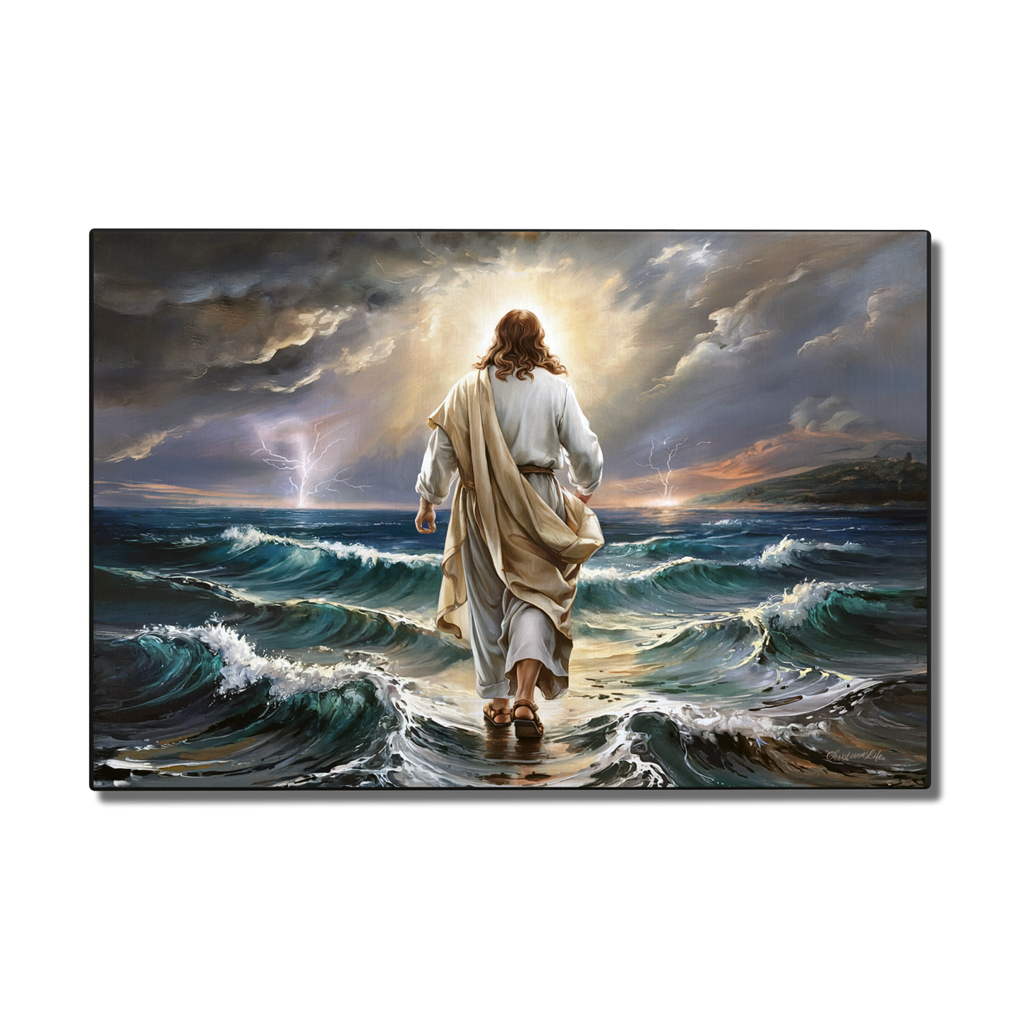 Jesus walking on water gallery-wrapped canvas, Christian Wall Art