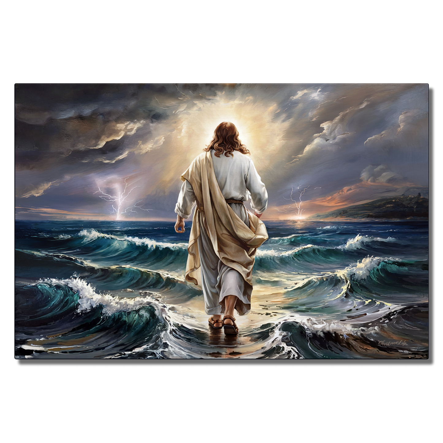 Jesus walking on water gallery-wrapped canvas, Christian Wall Art