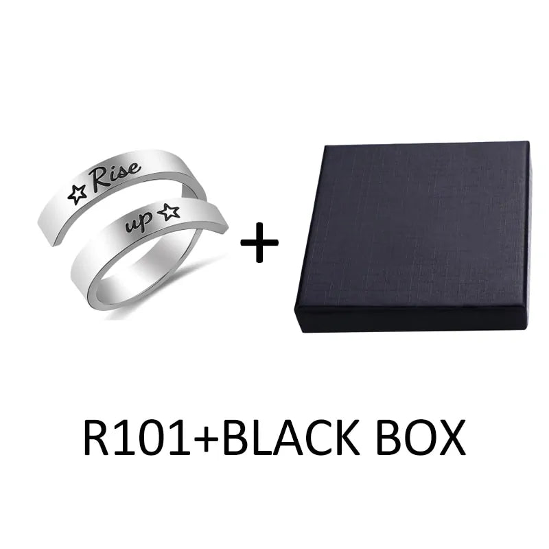 Adjustable Christian Faith Rings (Multiple styles) - Rise up R101 + Black Box / 9-Adjustable - Jewelry