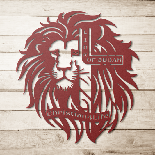 Lion_of_Judah_-_Lion_and_Cross_Christia_Red_Simple_Wood_BKGD_Mockup.png