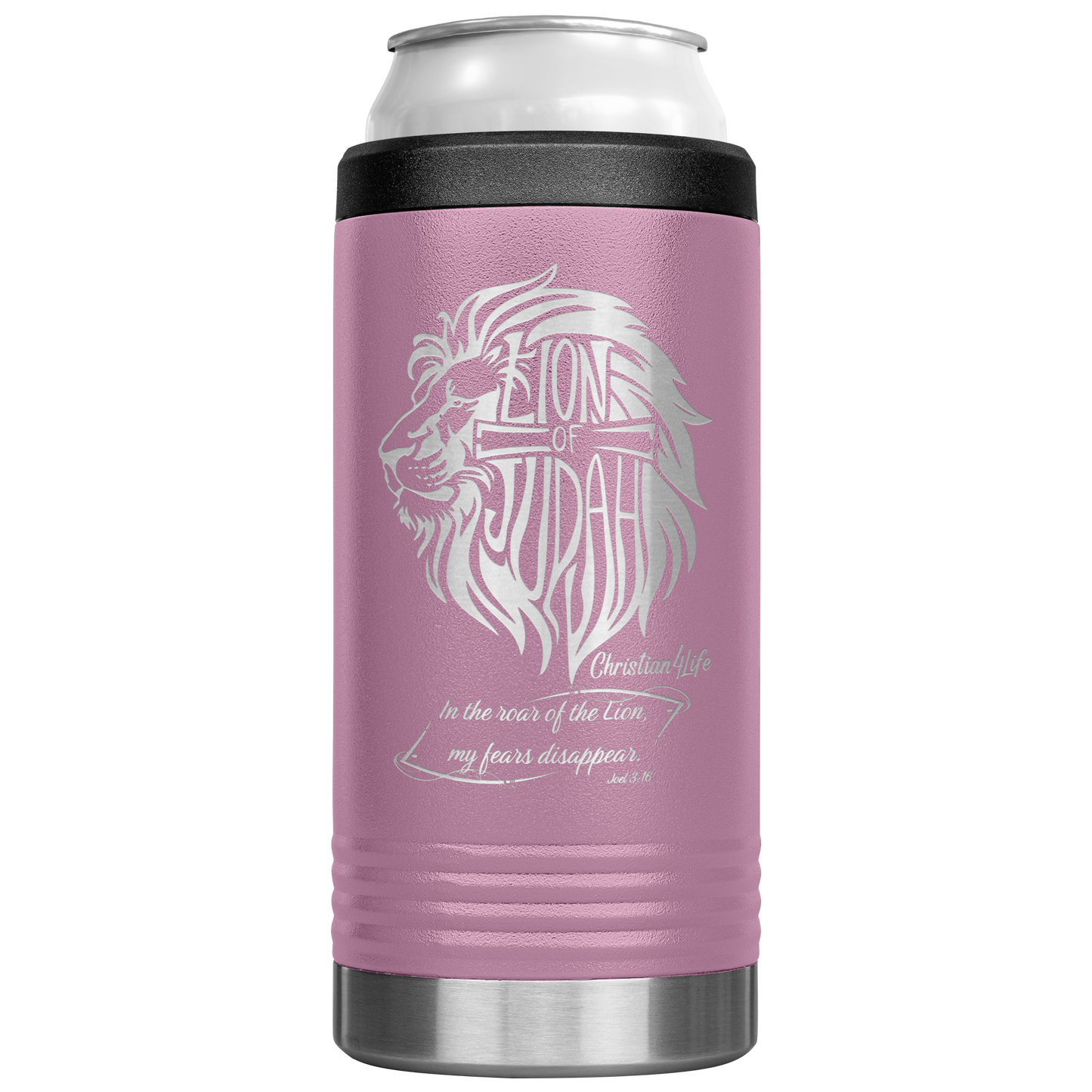 Lion_of_Judah_12oz_coozie_-_stainless_st_12oz_Koozie_Main_LtPurple_Mockup.png