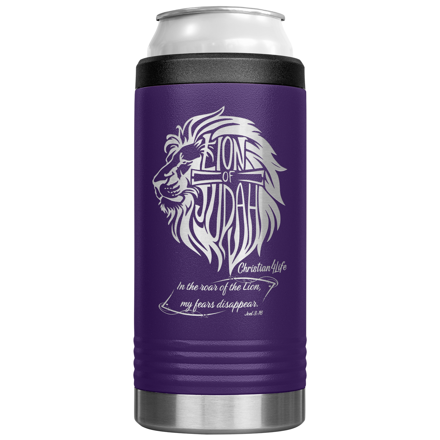 Lion_of_Judah_12oz_coozie_-_stainless_st_12oz_Koozie_Main_Purple_Mockup.png
