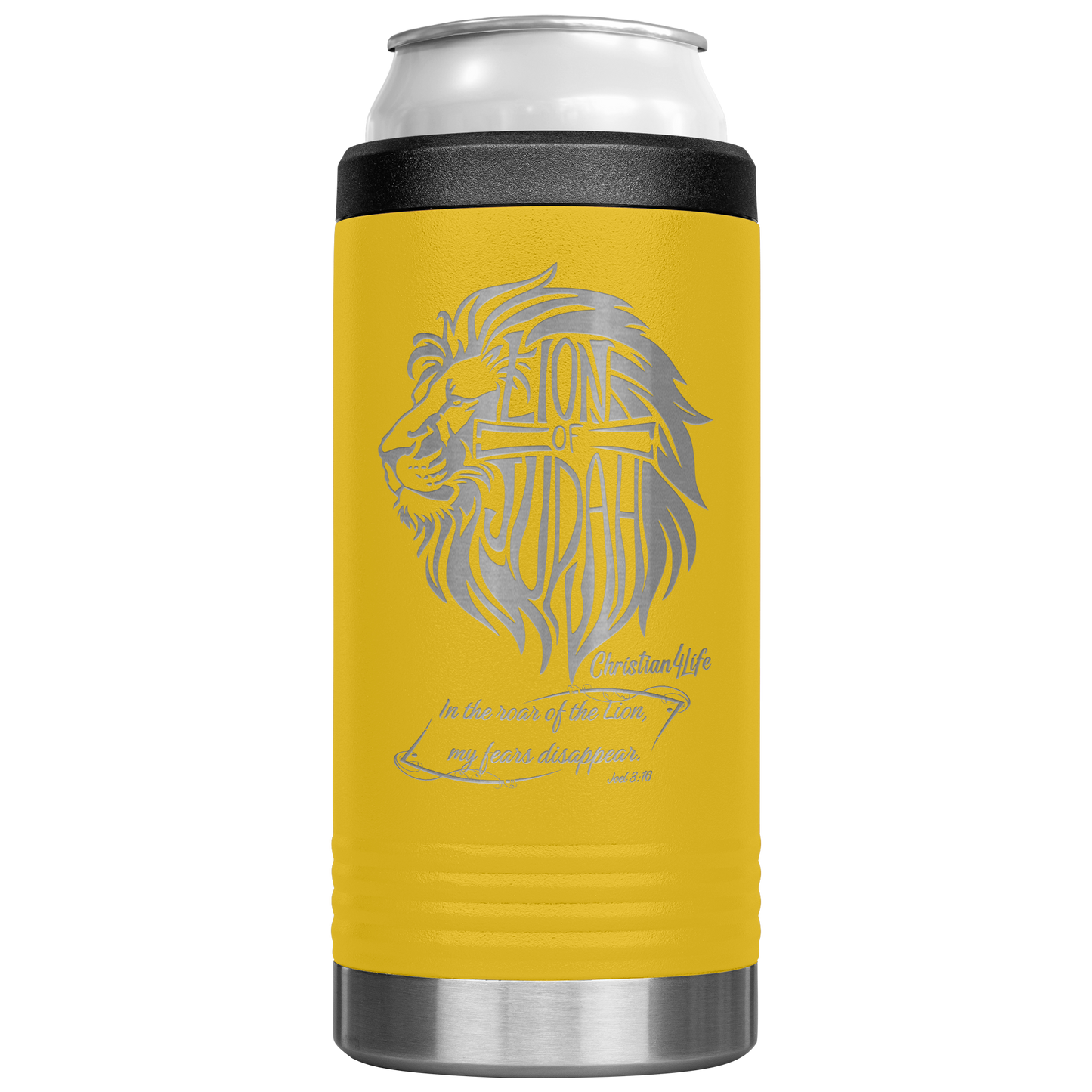 Lion_of_Judah_12oz_coozie_-_stainless_st_12oz_Koozie_Main_Yellow_Mockup.png