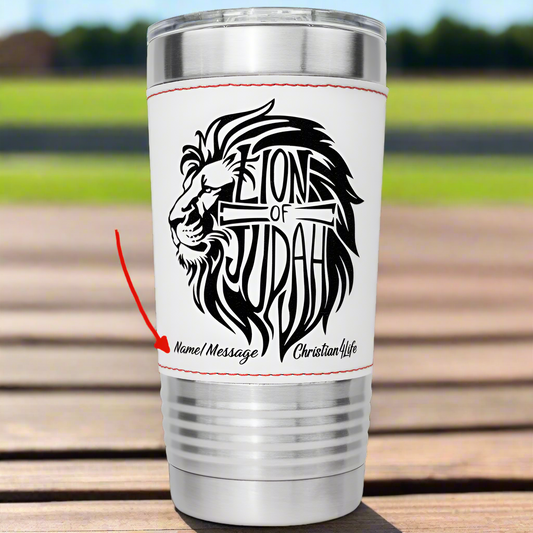 Lion of Judah 20oz Insulated Baseball Tumbler - Christian Tumbler (optional personalized name or Message)