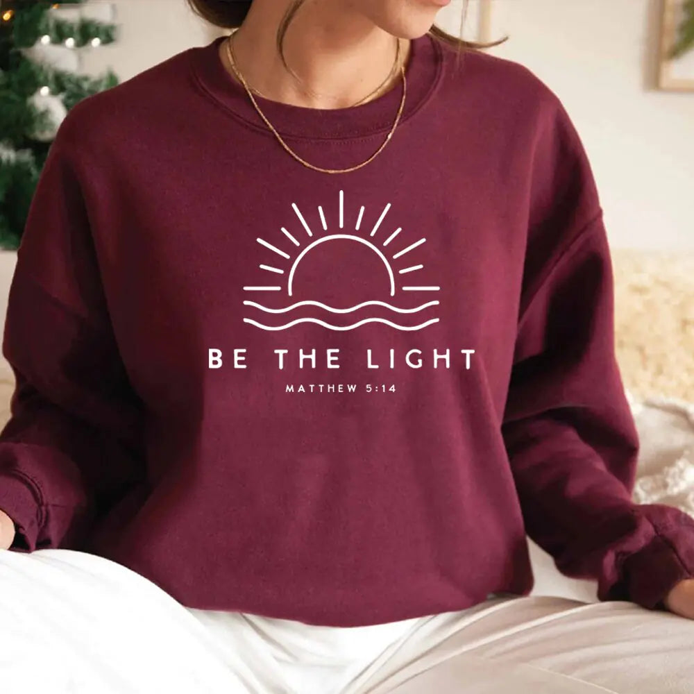 ’Be The Light’ Christian Sweatshirt - Burgundy / S - Sweatshirts