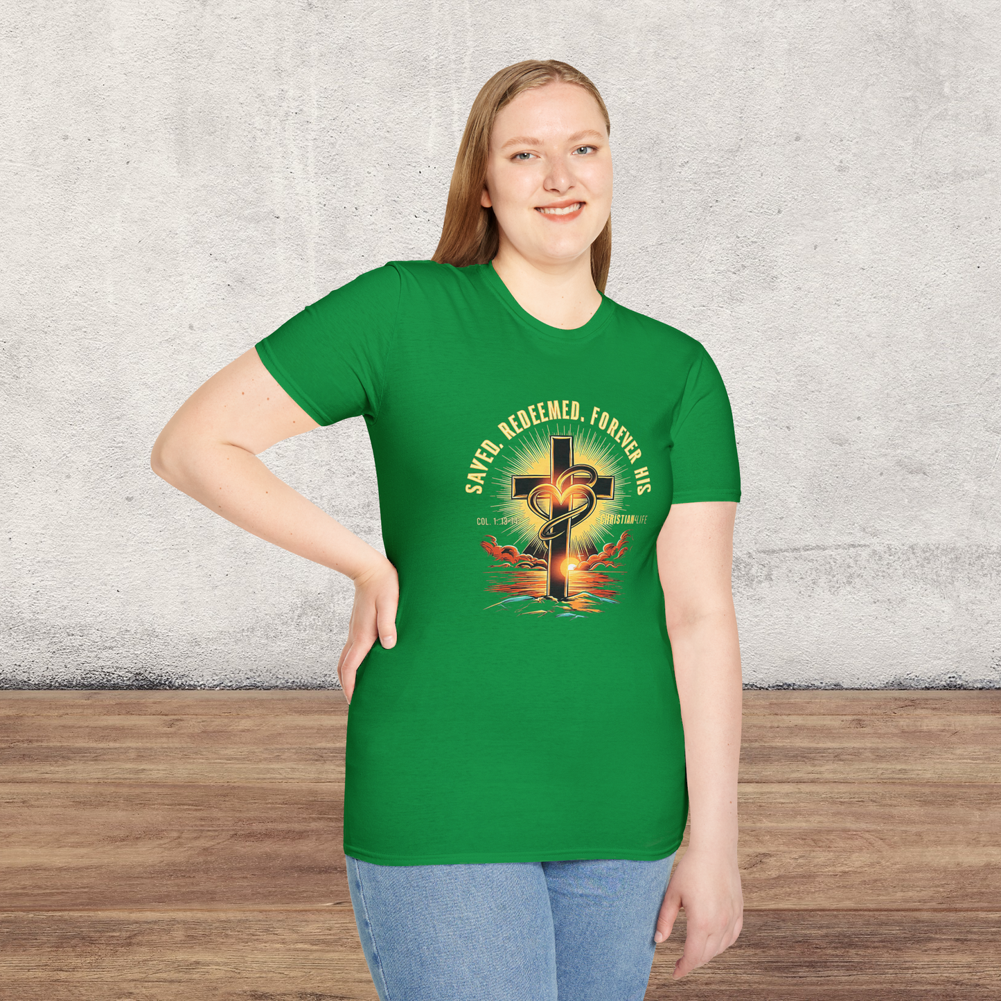 Unisex ’Saved Redeemed Forever His’ Christian Cotton Softstyle T-Shirt - T-Shirt