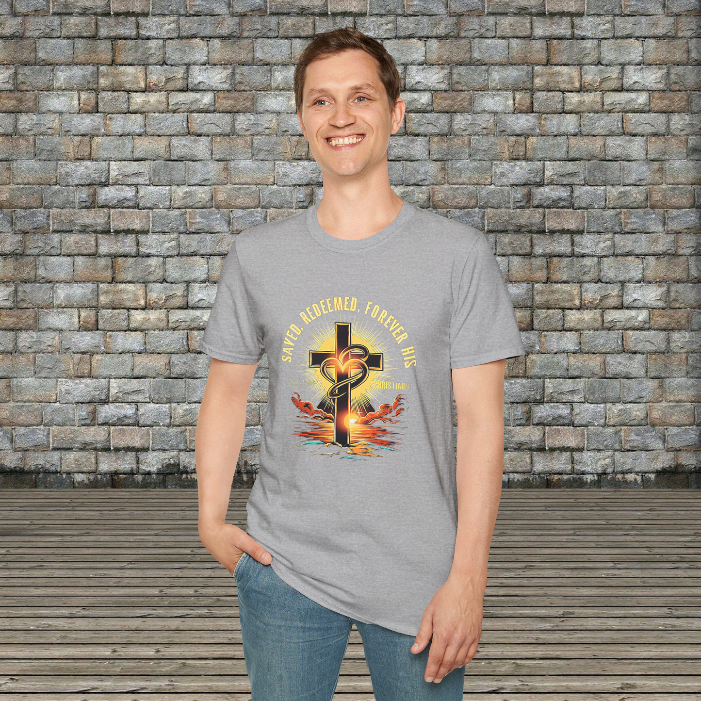 Unisex ’Saved Redeemed Forever His’ Christian Cotton Softstyle T-Shirt - T-Shirt