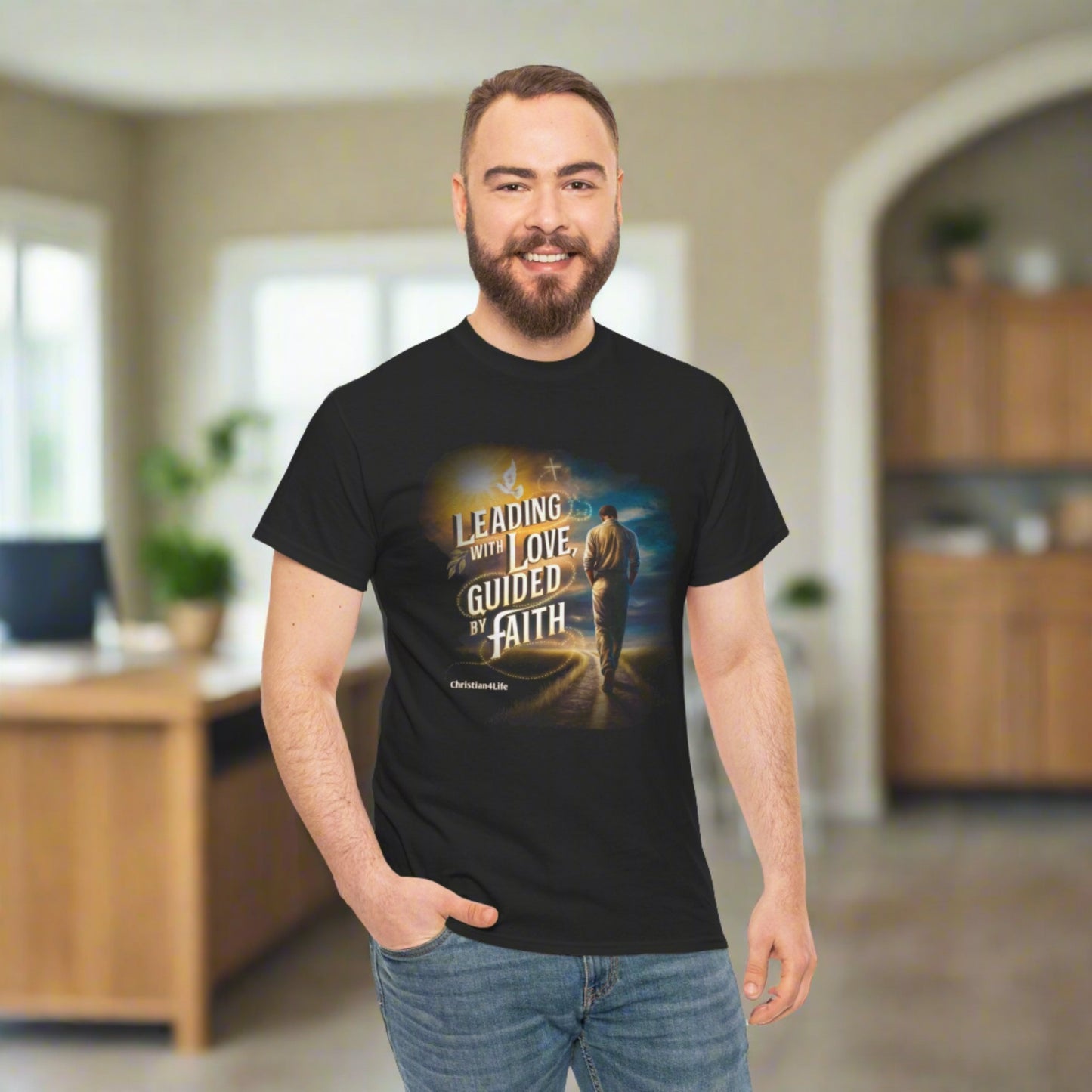 ’Leading with Love Guided by Prayer’ Inspirational Christian Cotton Softstyle T-Shirt - T-Shirt