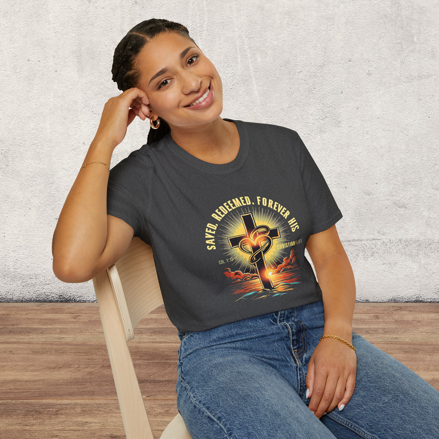 Unisex ’Saved Redeemed Forever His’ Christian Cotton Softstyle T-Shirt - T-Shirt