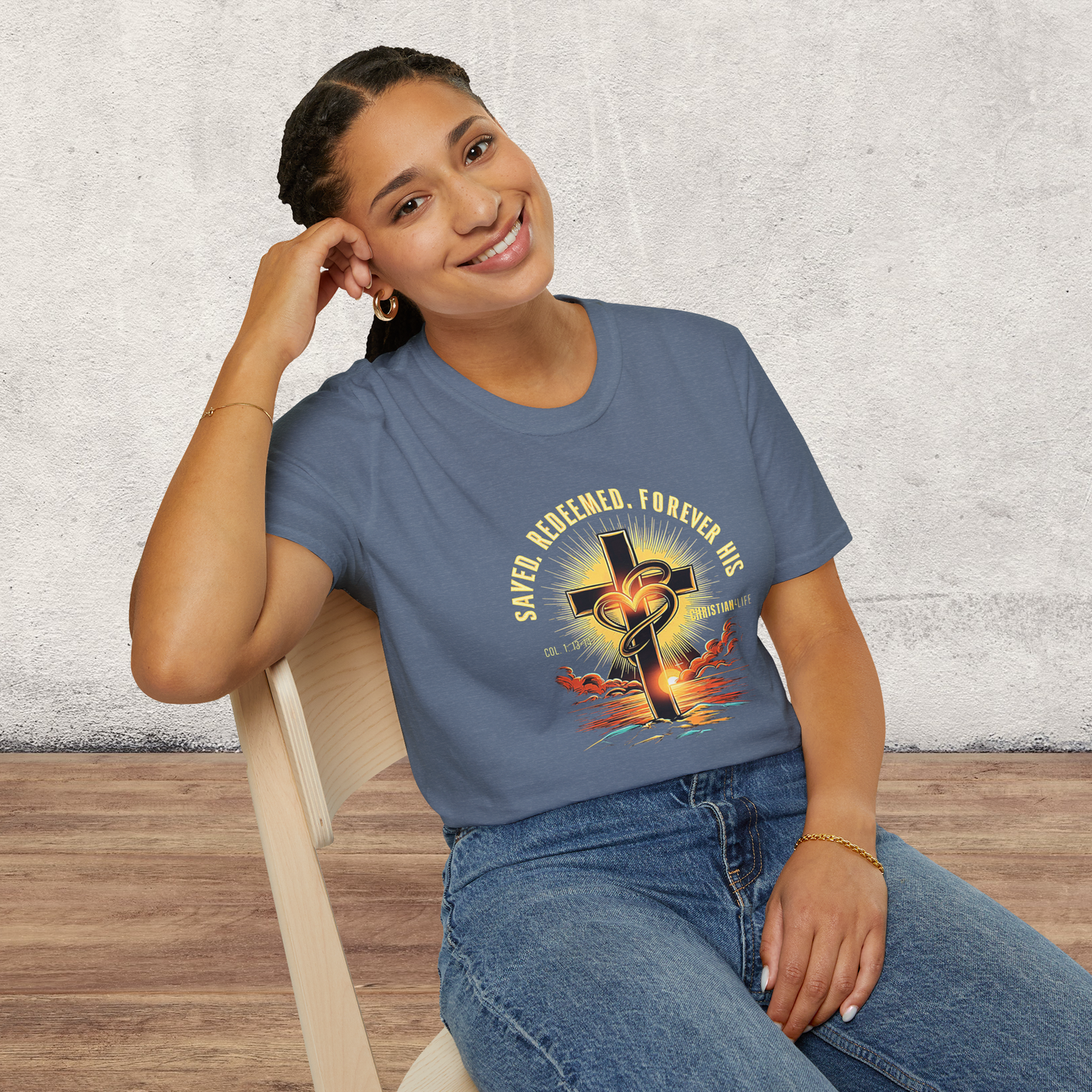Unisex ’Saved Redeemed Forever His’ Christian Cotton Softstyle T-Shirt - T-Shirt