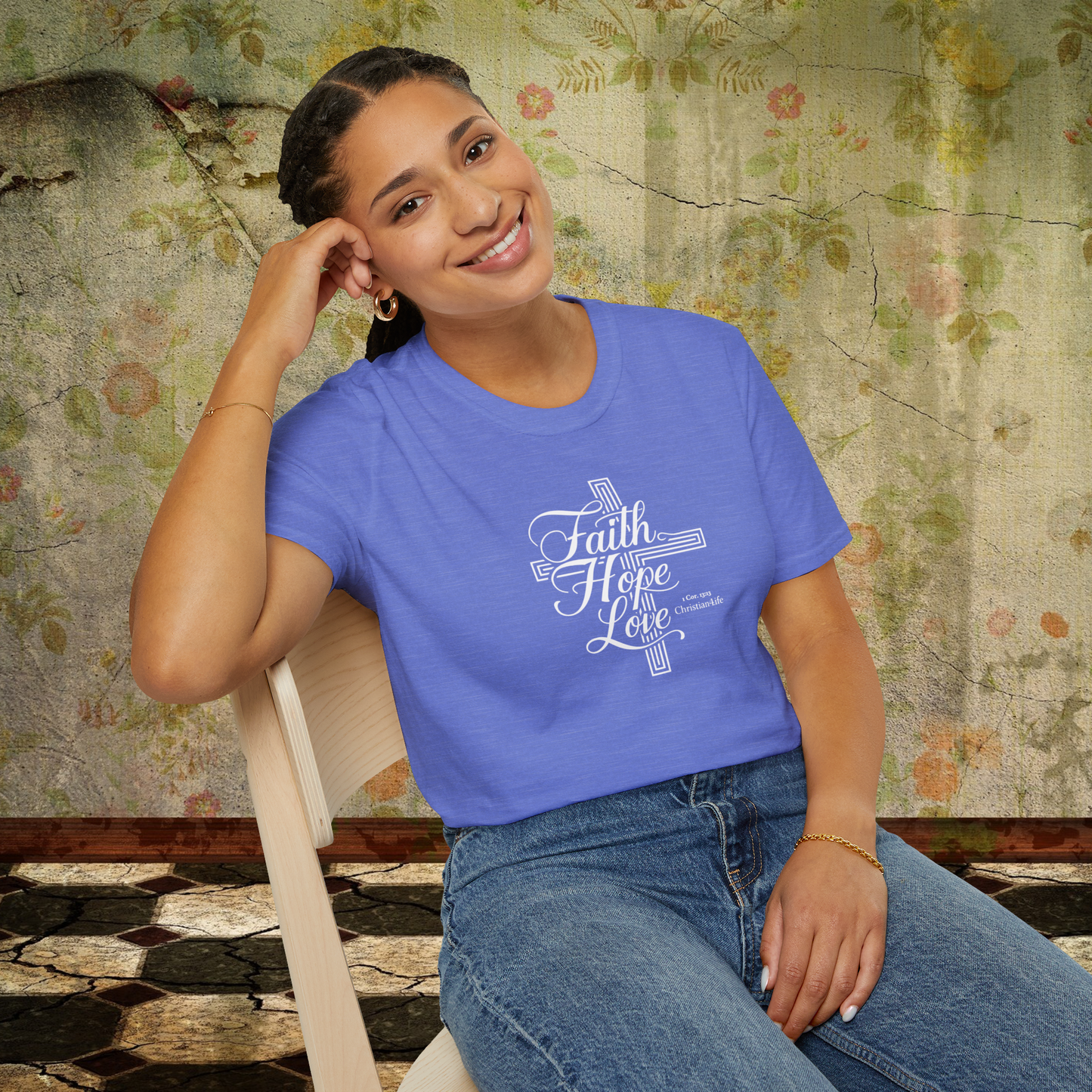 Unisex ’Faith Hope Love’ Christian Cotton Softstyle T-Shirt - T-Shirt