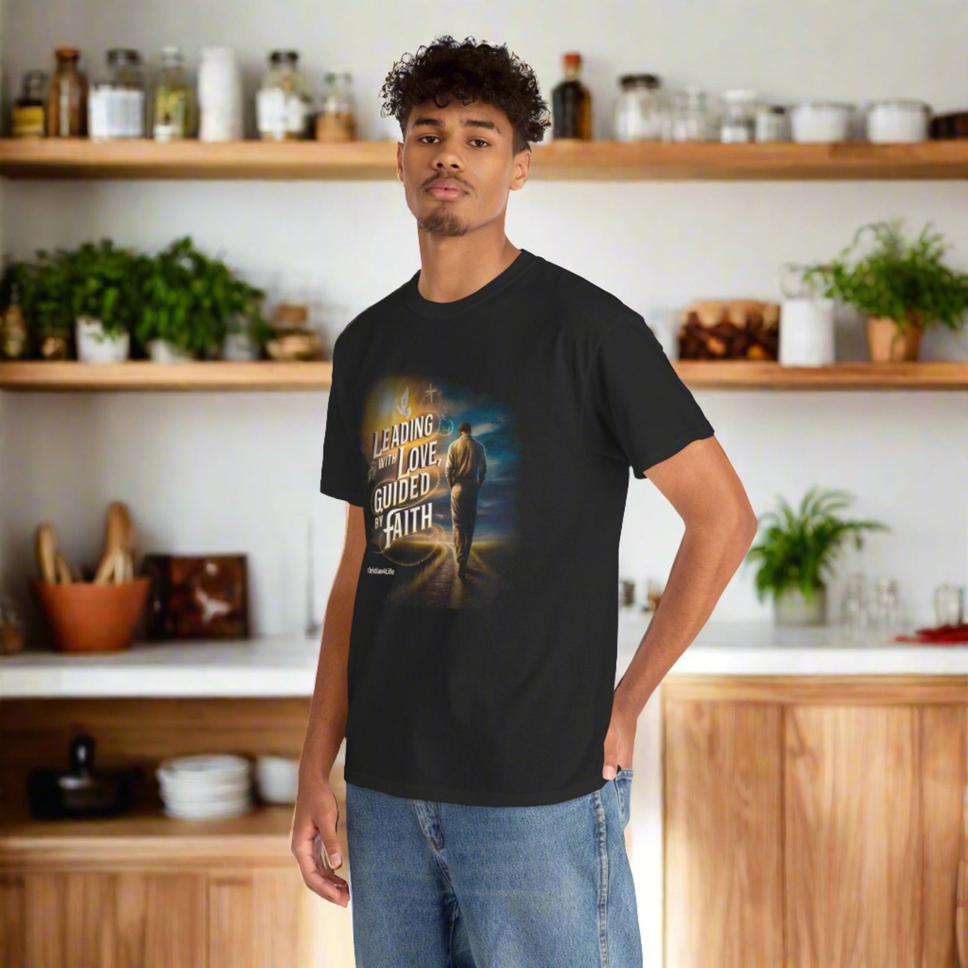 ’Leading with Love Guided by Prayer’ Inspirational Christian Cotton Softstyle T-Shirt - T-Shirt