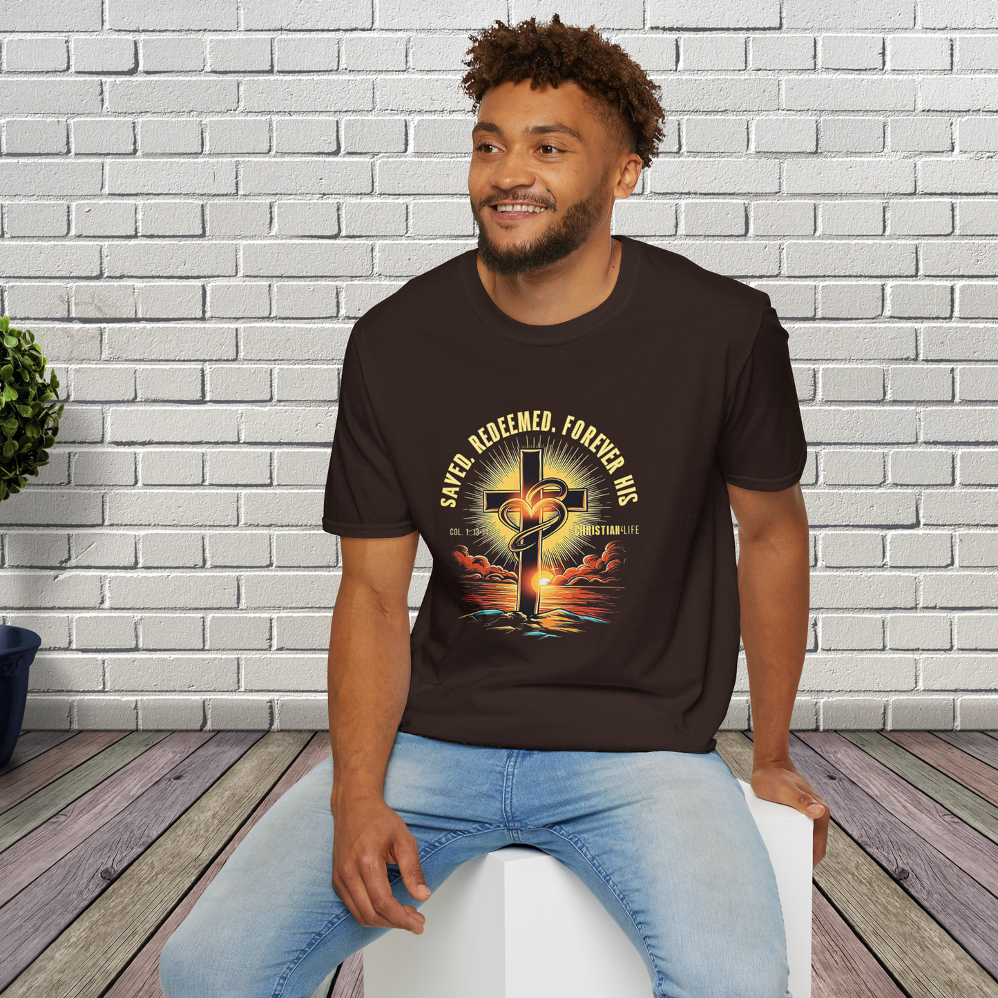 Unisex ’Saved Redeemed Forever His’ Christian Cotton Softstyle T-Shirt - T-Shirt