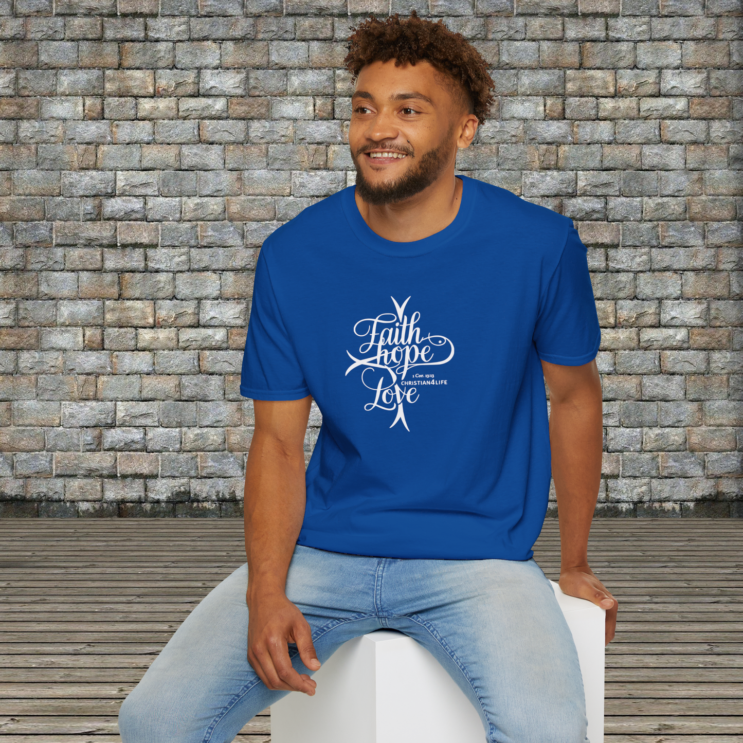 ’Faith Hope Love’ Unisex Christian Cotton Softstyle T-Shirt - T-Shirt