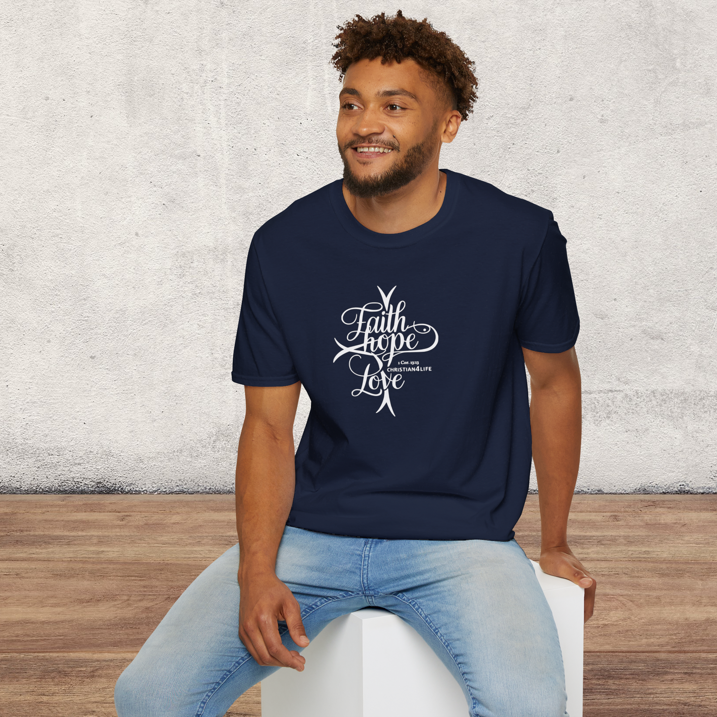 ’Faith Hope Love’ Unisex Christian Cotton Softstyle T-Shirt - T-Shirt