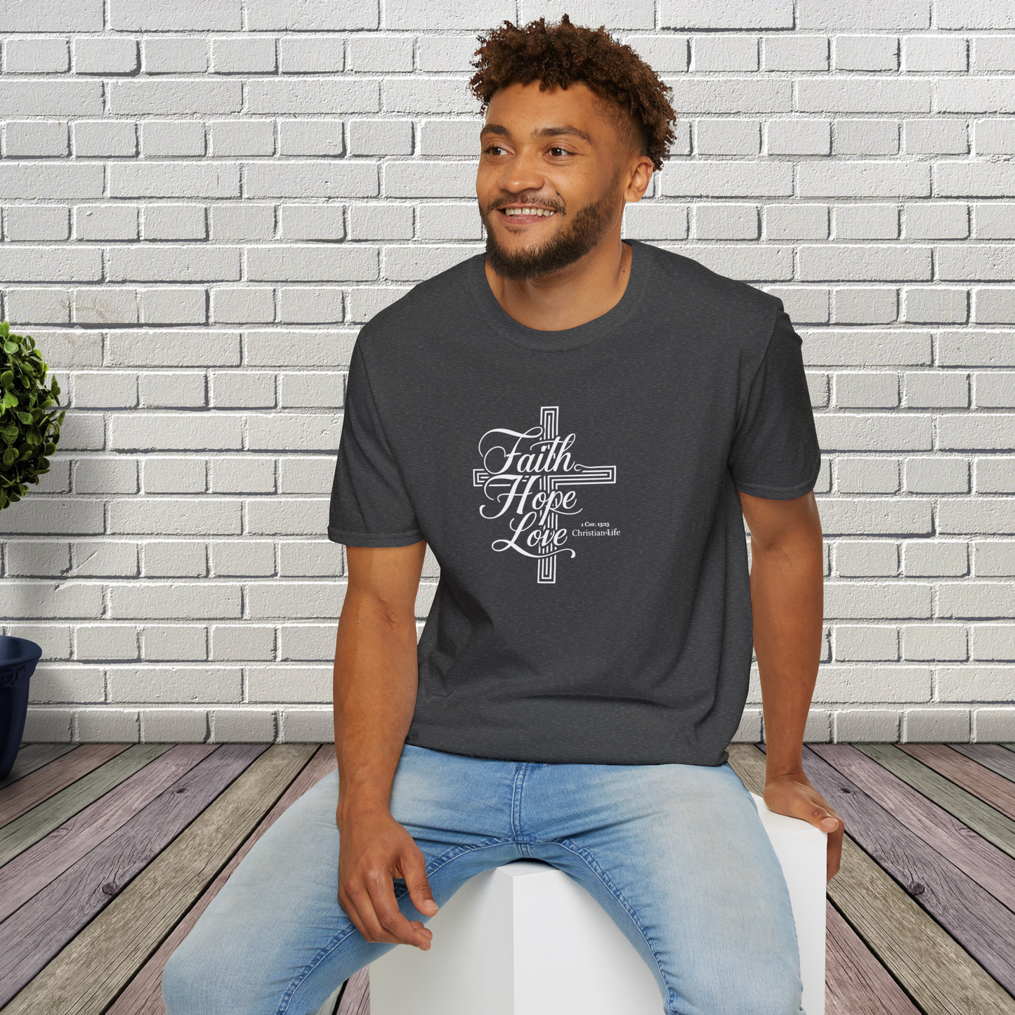 Unisex ’Faith Hope Love’ Christian Cotton Softstyle T-Shirt - T-Shirt