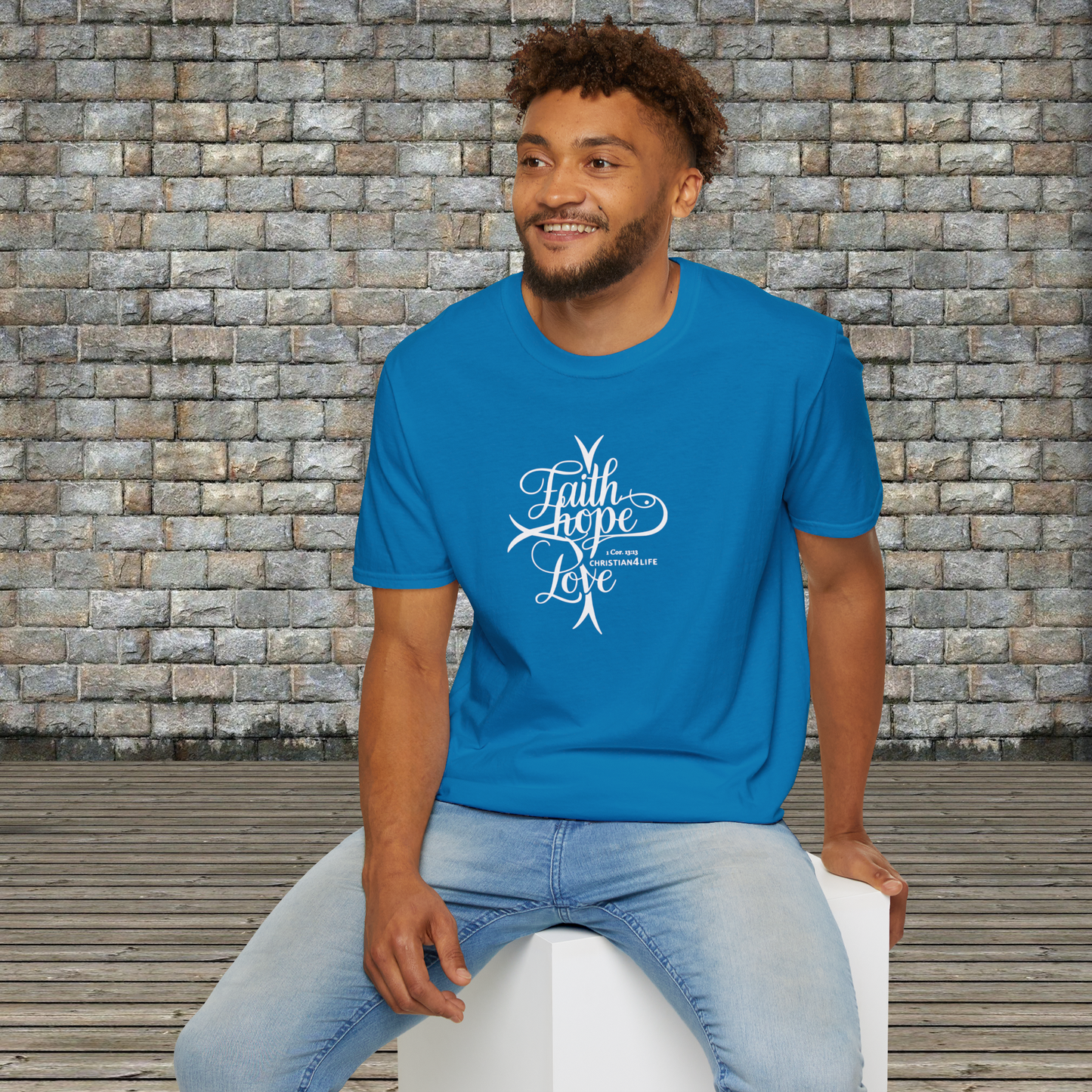 ’Faith Hope Love’ Unisex Christian Cotton Softstyle T-Shirt - T-Shirt