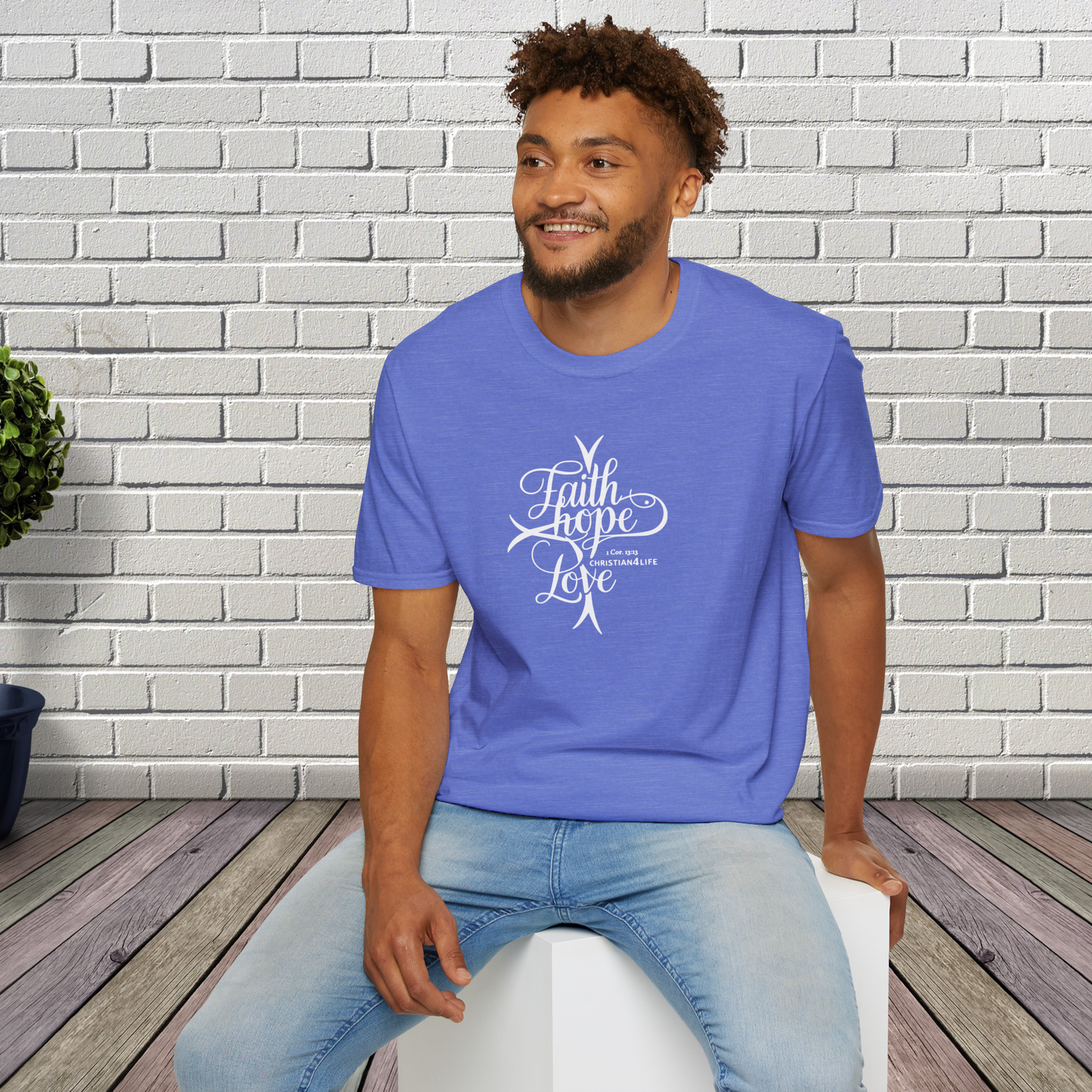’Faith Hope Love’ Unisex Christian Cotton Softstyle T-Shirt - T-Shirt