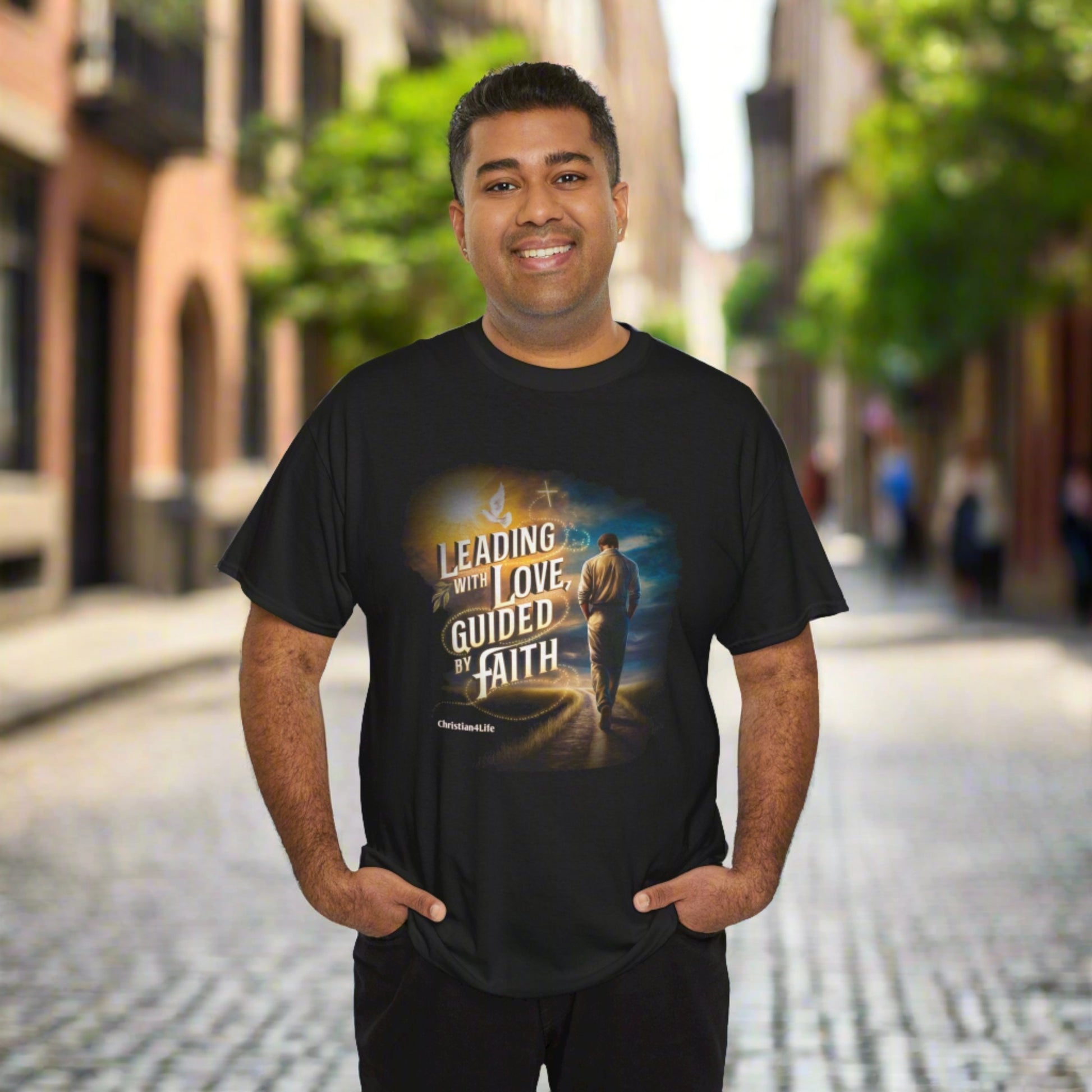 ’Leading with Love Guided by Prayer’ Inspirational Christian Cotton Softstyle T-Shirt - T-Shirt