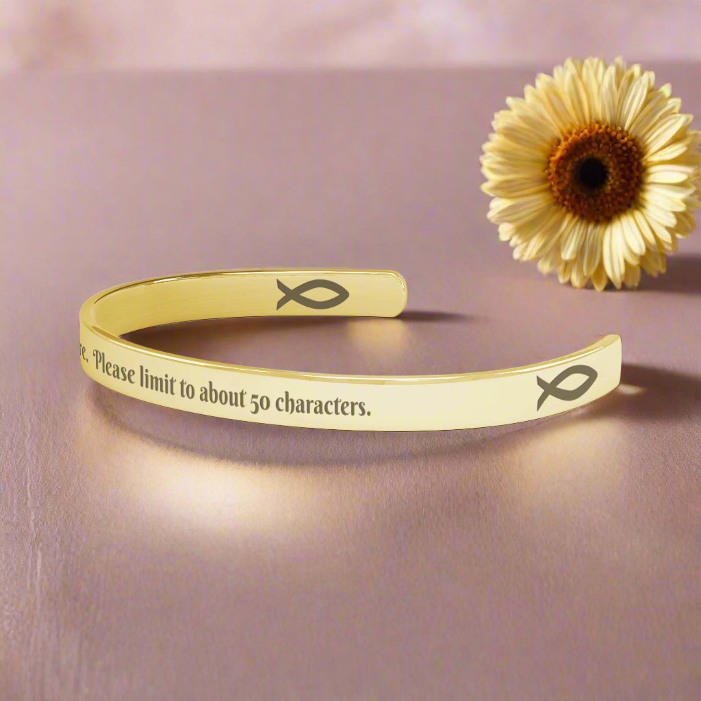 Personalized Christian Cuff Bracelet. Add your own inspirational message or quote! - Jewelry