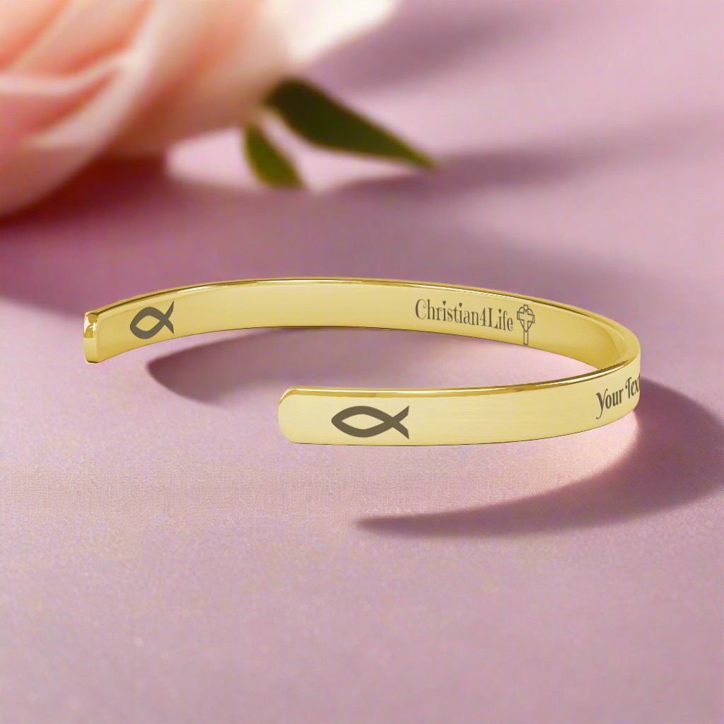 Personalized Christian Cuff Bracelet. Add your own inspirational message or quote! - Jewelry
