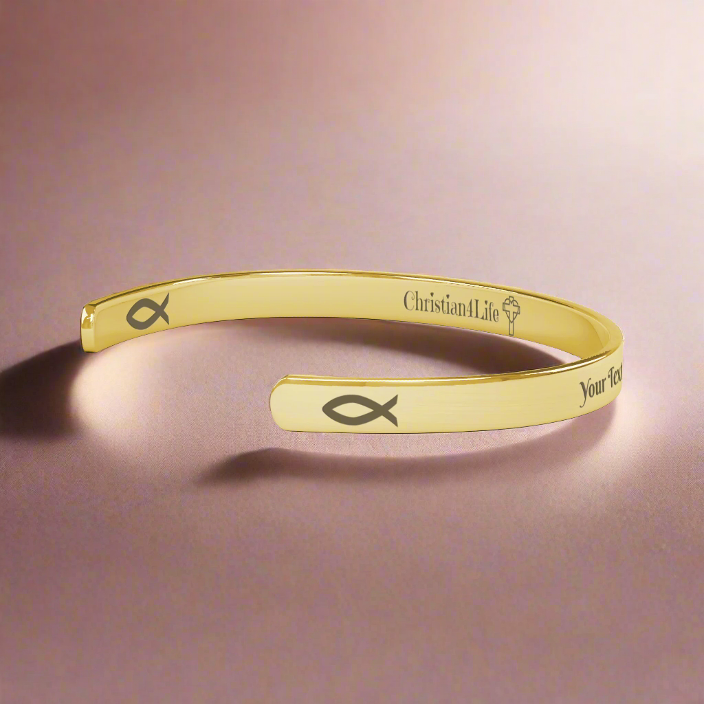 Personalized Christian Cuff Bracelet. Add your own inspirational message or quote! - Jewelry