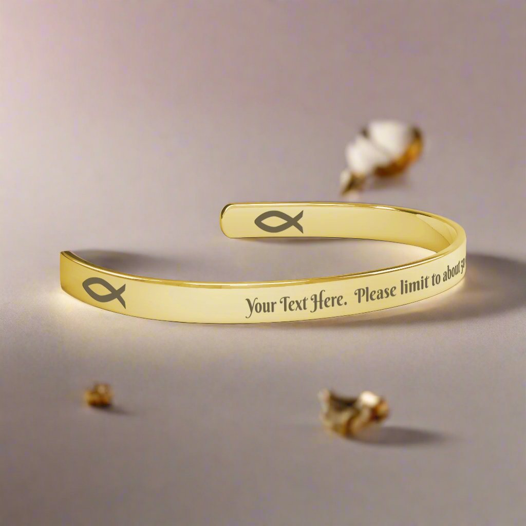 Personalized Christian Cuff Bracelet. Add your own inspirational message or quote! - Jewelry